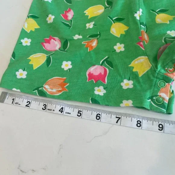 Basic Editions Green Sleeveless Romper Embroidered Flowers Size 3T - Picture 13 of 13